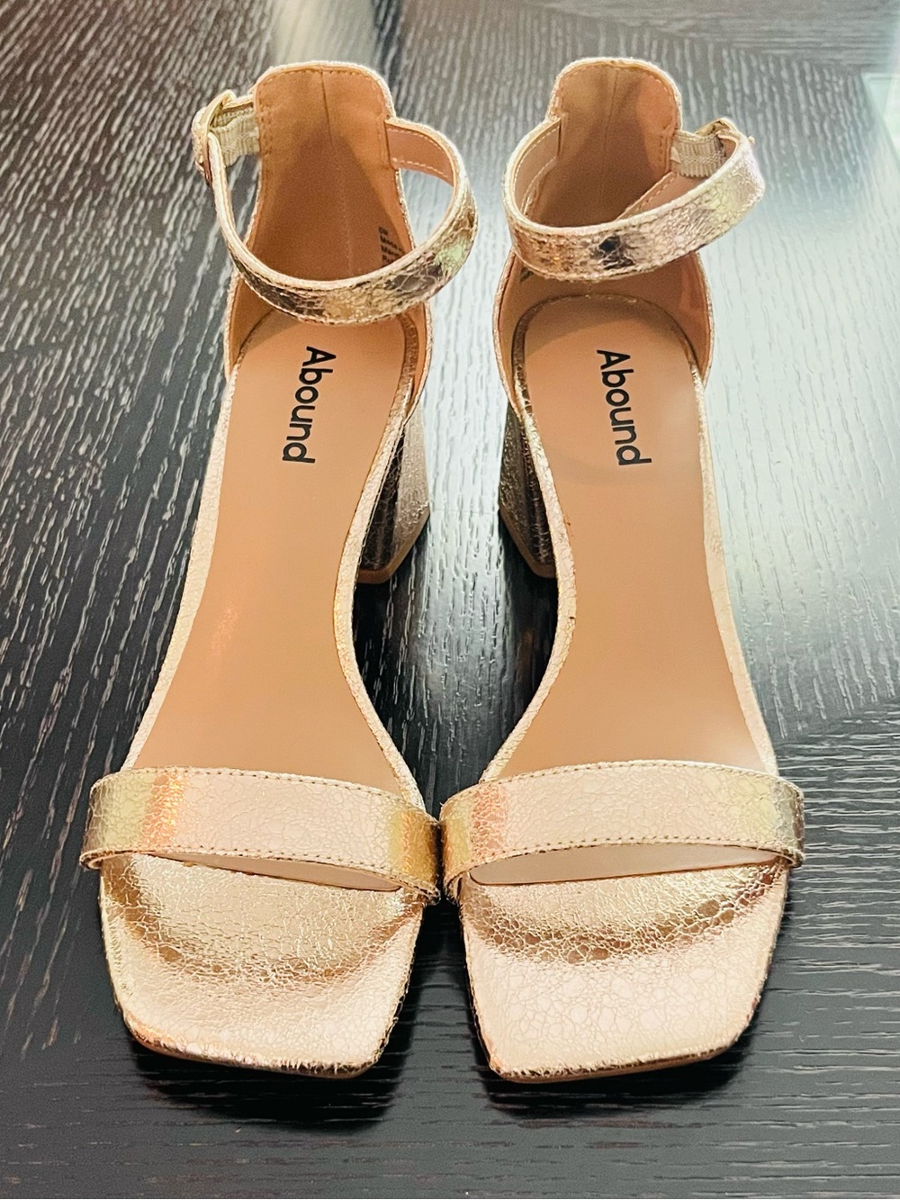 Abound Metallic Rose Gold Ankle Strap Block Heel Sandals